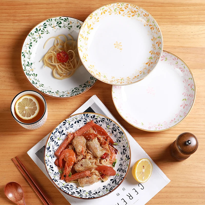 Set of 4 Floral Ceramic Plates | Stylish Tableware for All Occasions