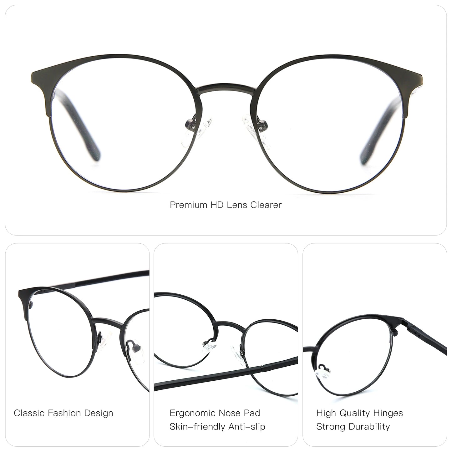 Trendy Round Progressive Metal Prescription Eyeglasses for All