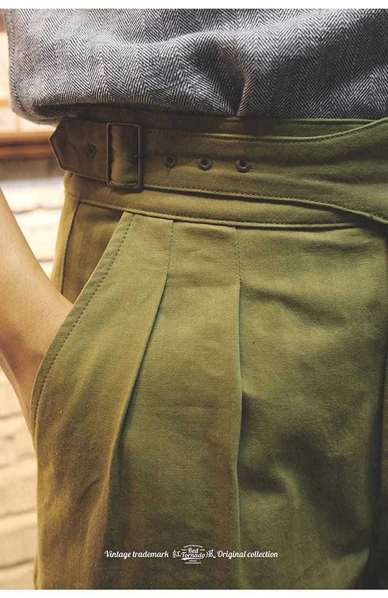 Men's Herringbone Cotton Gurkha Pants for Casual Style