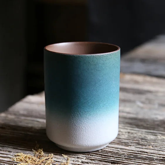 Tazas de café japonesas de gres con gradiente grande | Vajilla elegante