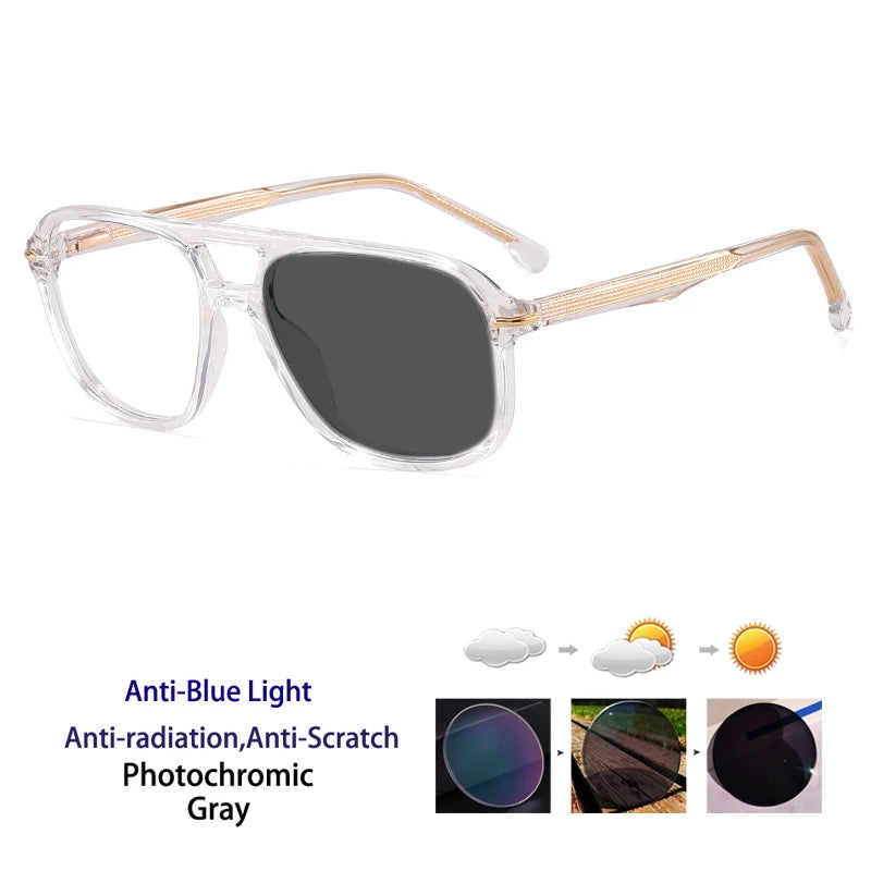 Retro Double Beam Pilot Optical Glasses | Anti Blue Light Eyewear