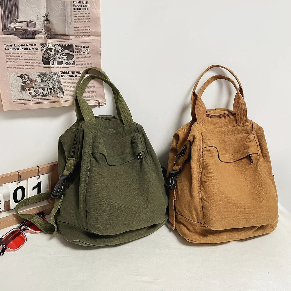 Vintage Canvas Backpack for Women | Stylish School Bag