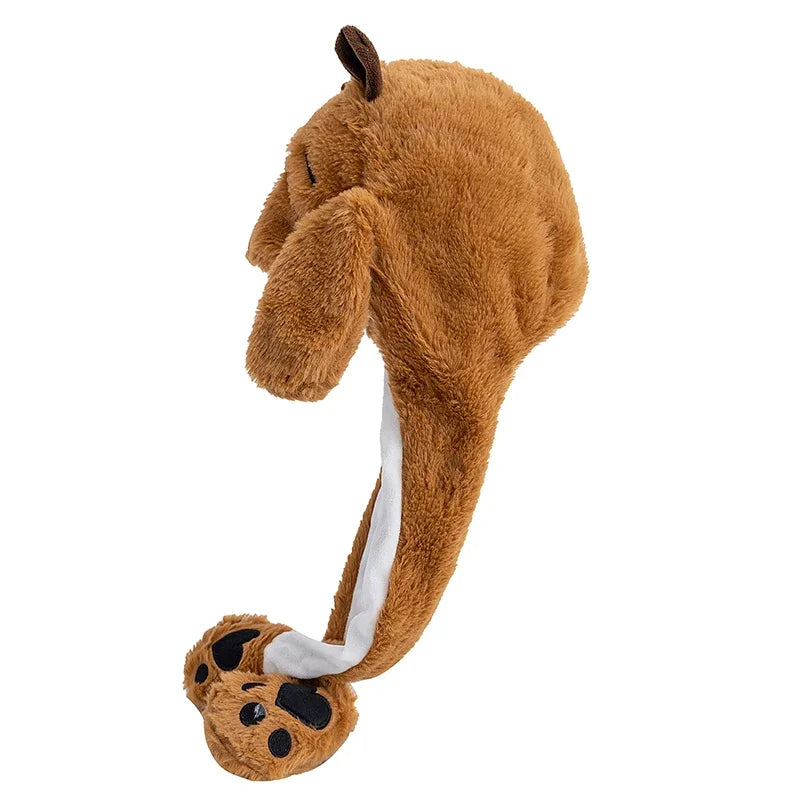 Women's Cute Capybara Ear Moving Beanie | Funny Plush Winter Hat