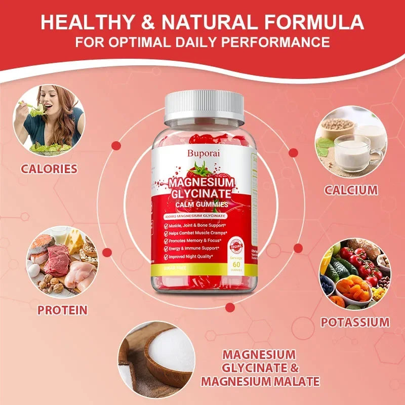 Magnesium Glycinate Gummies for Sleep & Muscle Relief | Relaxation Boost