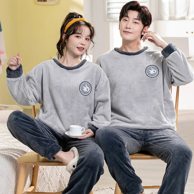 Winter Warm Flannel Sleepwear Set | Cozy Cartoon Two-Piece Loungewear