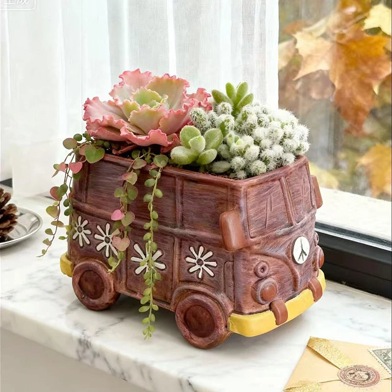 Creative Bus Car Flowerpot | Unique Home Garden Decor
