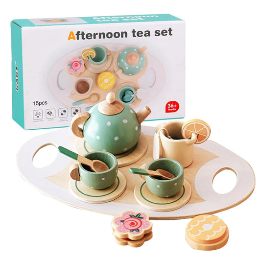 Wooden Afternoon Tea Set Toy | Educational Kitchen Playset for Kids