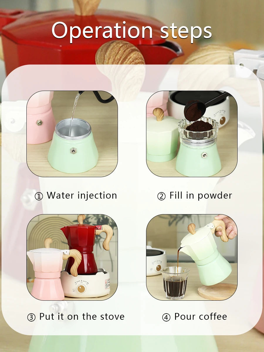 3-Cup Gradient Color Mocha Pot | Perfect for Home & Outdoors