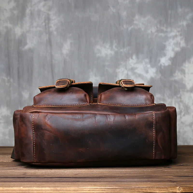 Men's Retro Genuine Leather Backpack | Spacious Multi Pocket Design