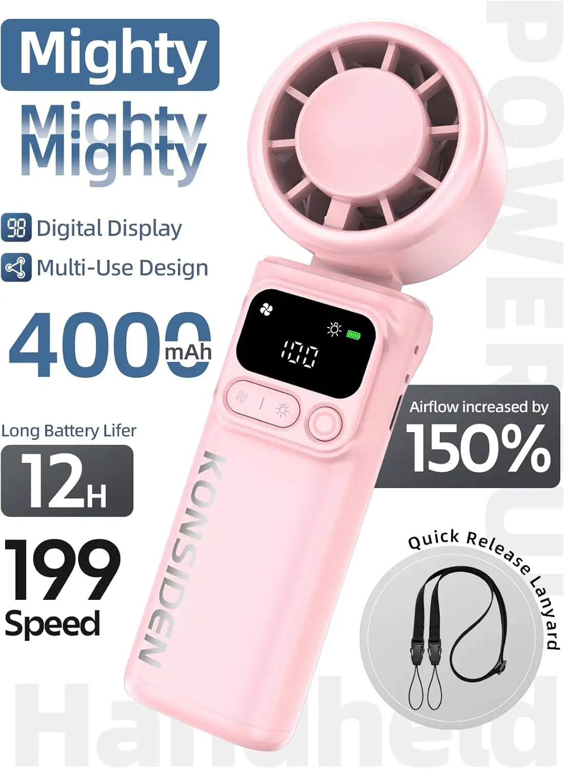 Portable Handheld Turbo Fan | USB Rechargeable & Adjustable Speeds