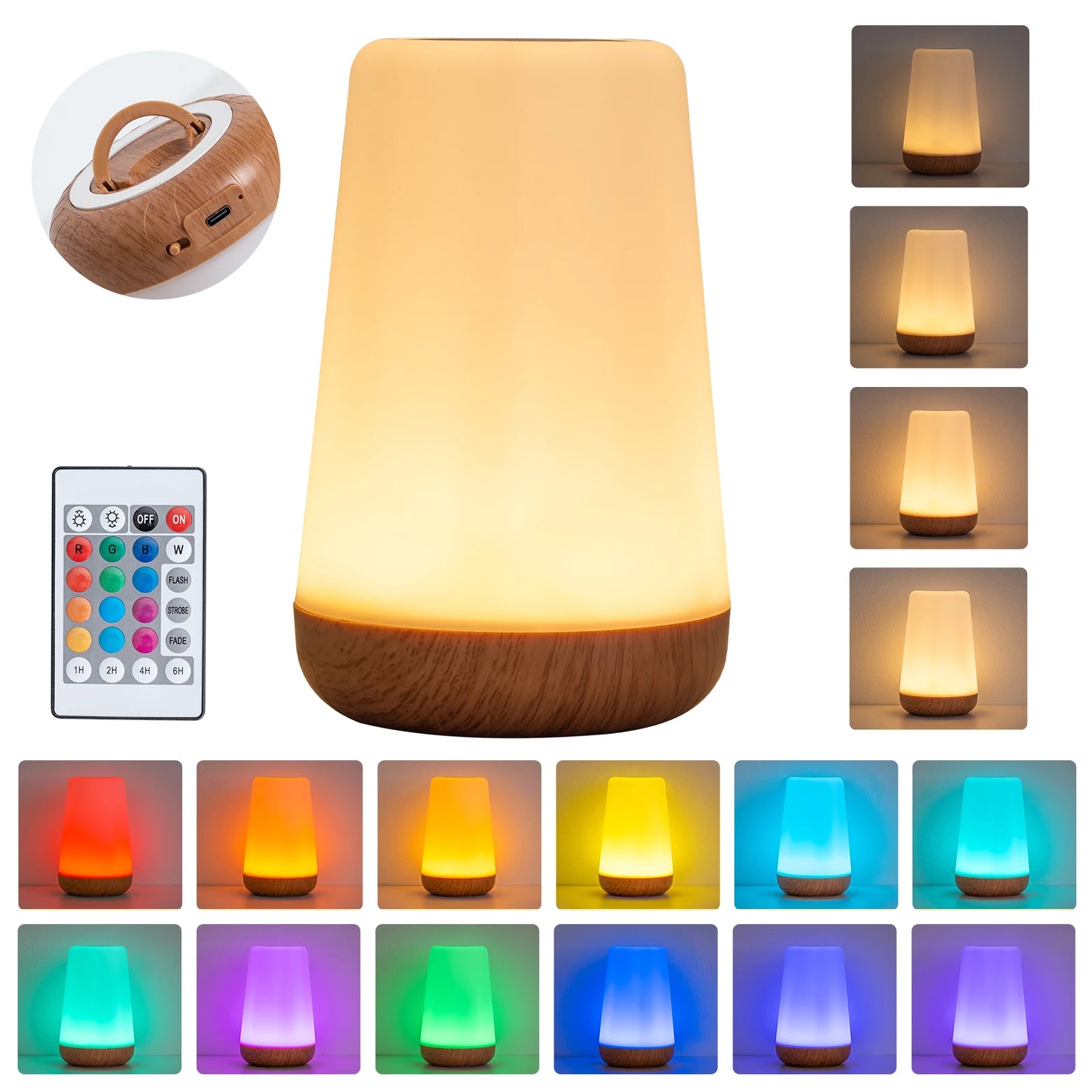 Lámpara de noche portátil RGB que cambia de color | Luz táctil regulable