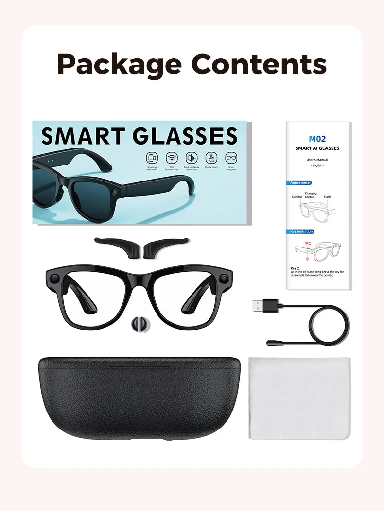 AI Smart Glasses | Real-Time Translation, Video Recording & Music