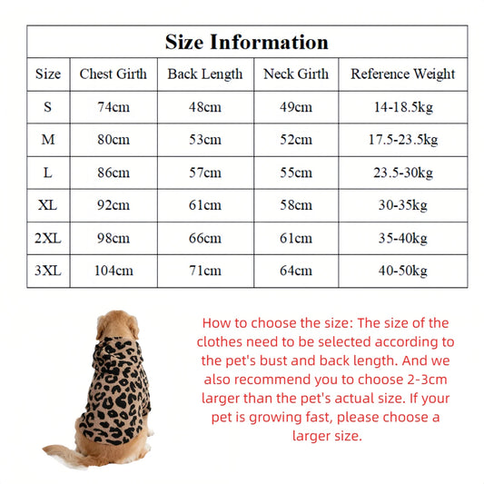 Abrigo de Forro Polar con Estampado de Leopardo para Perros | Atuendos Cálidos de Invierno para Perros