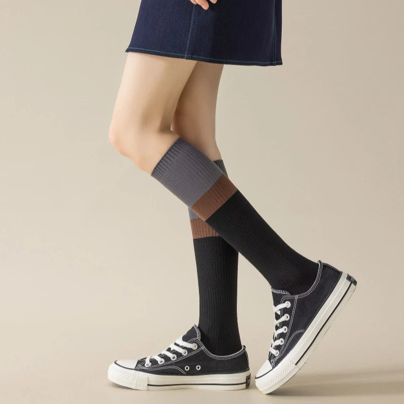 Women's Cotton Color Matching Knee Socks | Fashion-Forward Style