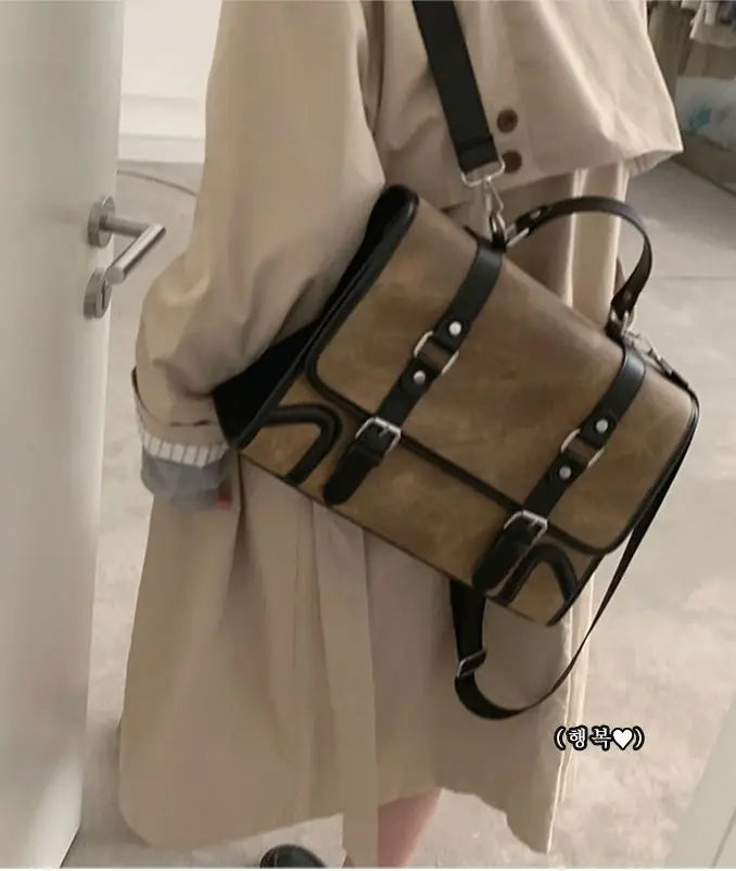 Chic Women's Preppy Backpack | Trendy Leather Handle Schoolbag