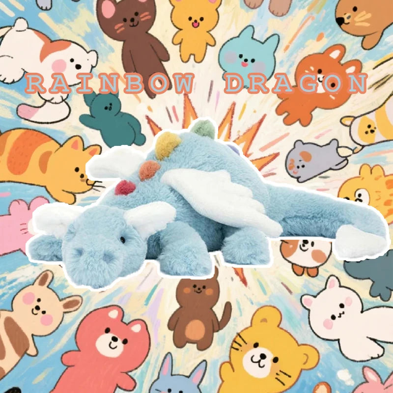 Kawaii Colorful Lying Dragon Plush Toy | Cute Bedside Pillow