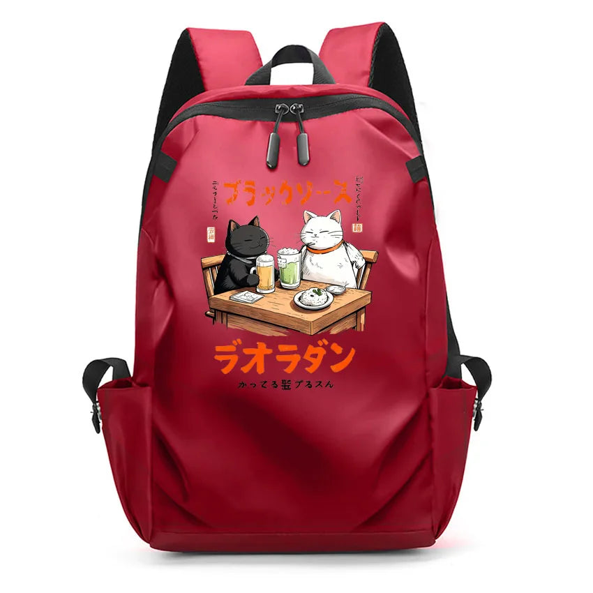 Cute Waterproof Men's Business Laptop Backpack with Cat Print