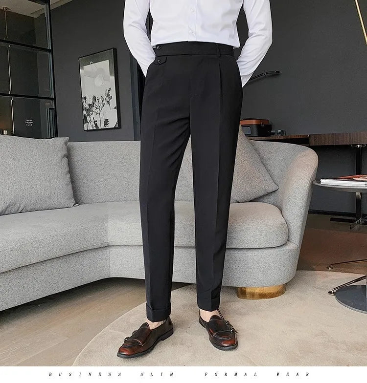 Men's High Waist Slim Fit Suit Pants | Smart Casual Fashion