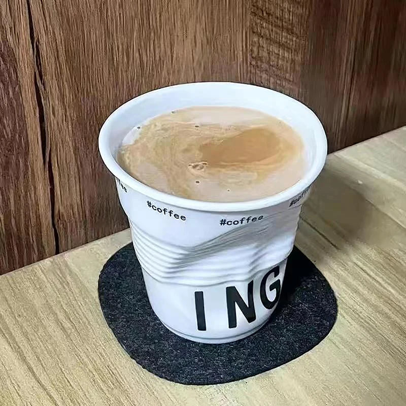 Taza de café de cerámica arrugada con estilo | Tumbler nórdico único