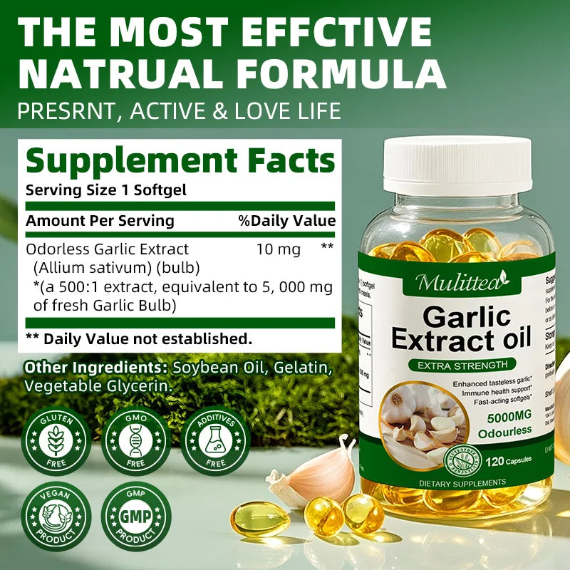 Organic Garlic Capsules for Cholesterol & Heart Health Support