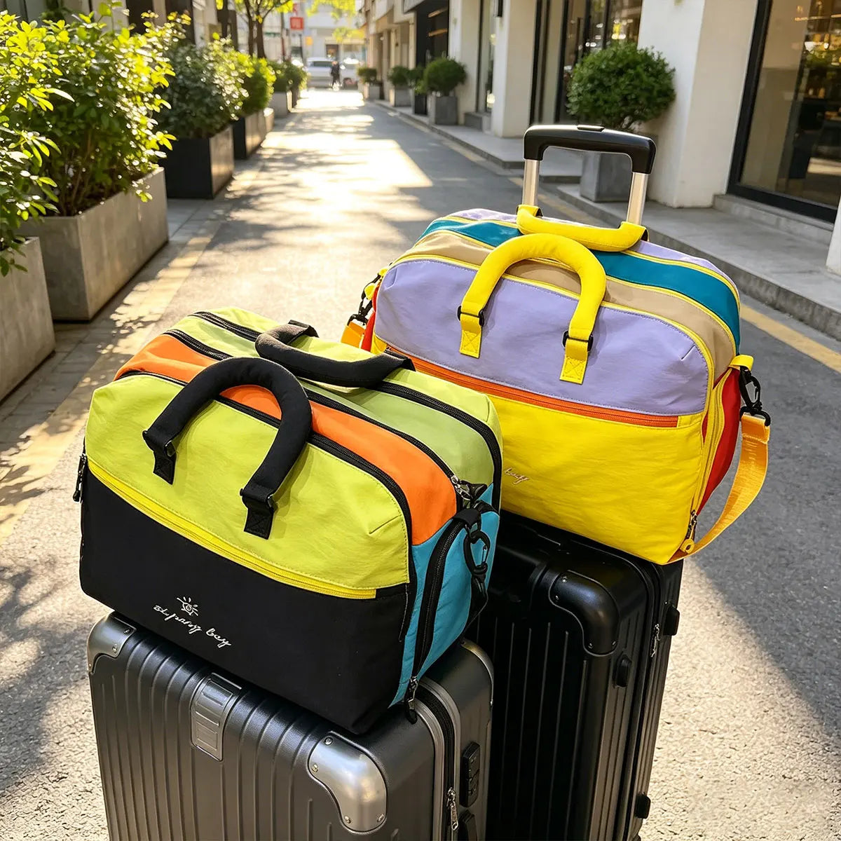 Fashion Trend Dopamine Contrasting Travel Bag Independent Shoe Compartment, Lightweight Yoga Bag, Outdoor Sports and Fitness Bag