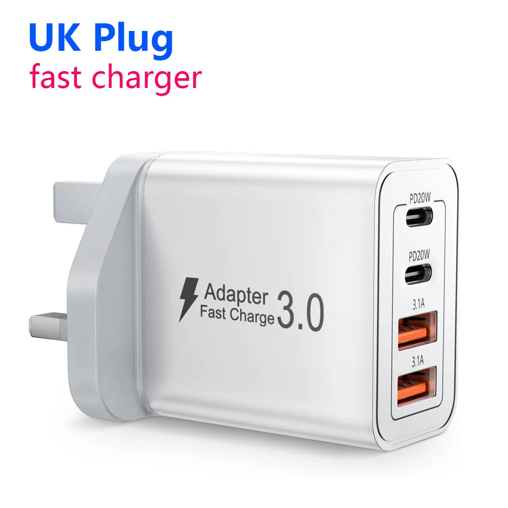 40W USB C Fast Charging Wall Charger | Multi Ports Travel Adapter