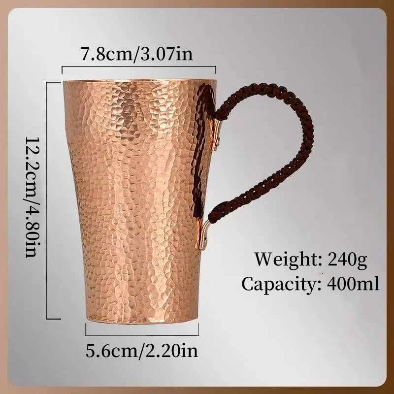 Vintage Copper Coffee Cup | Handcrafted Hammered Design Mug