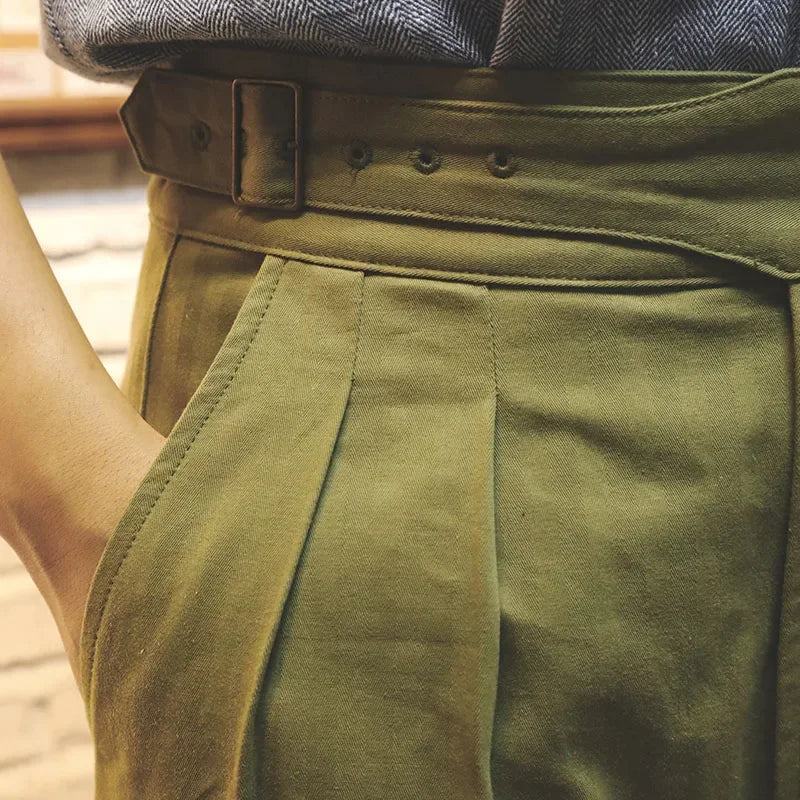 Men's Herringbone Cotton Gurkha Pants for Casual Style