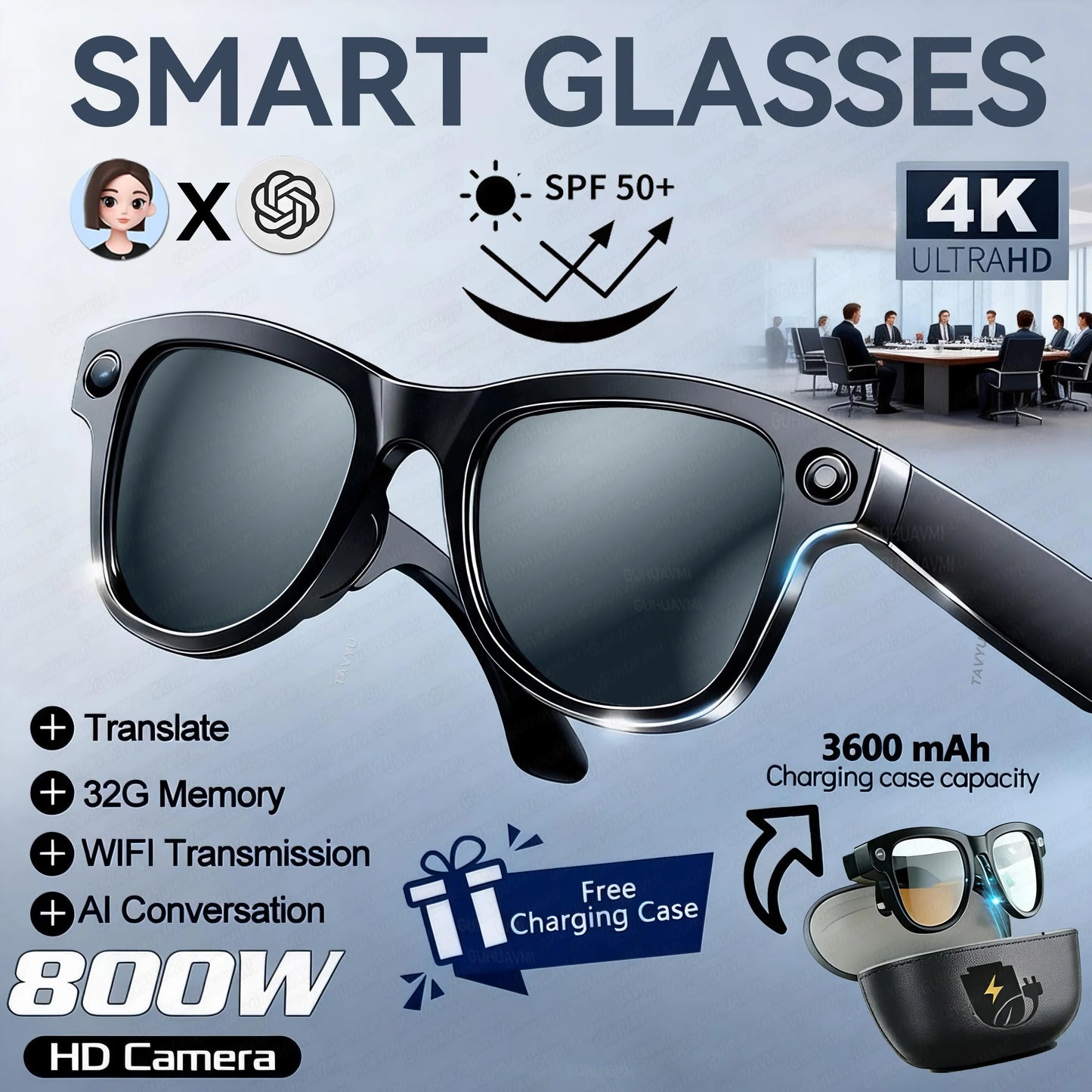 Large Capacity Smart Glasses with Translation & Recording Features