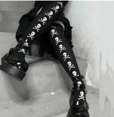 Punk Skull Stockings & Gloves Set | Gothic Cosplay Accessories