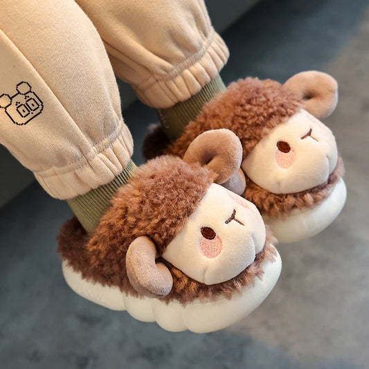 Lindas Pantuflas de Peluche de Cordero Suave | Lindas Sandalias Cálidas para Interiores