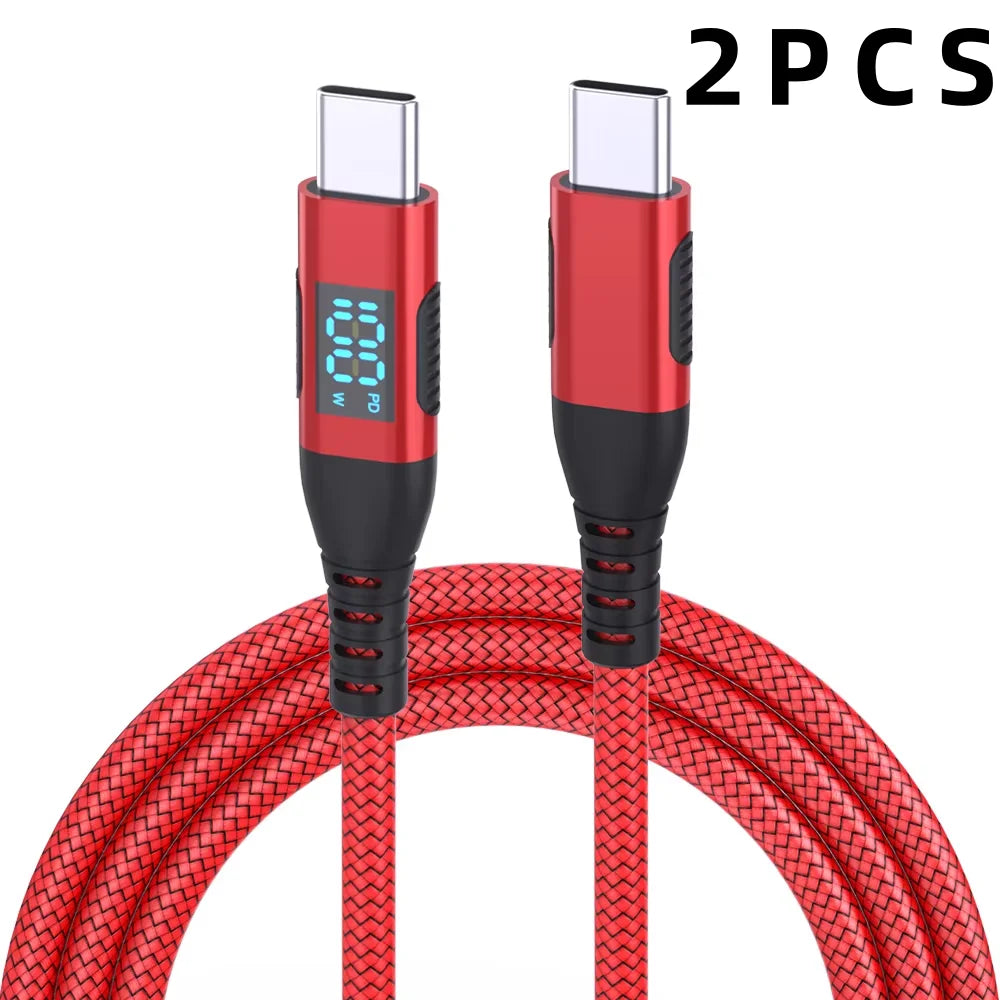 100W Type C to Type C Fast Charging Cable | High-Speed Nylon Braided