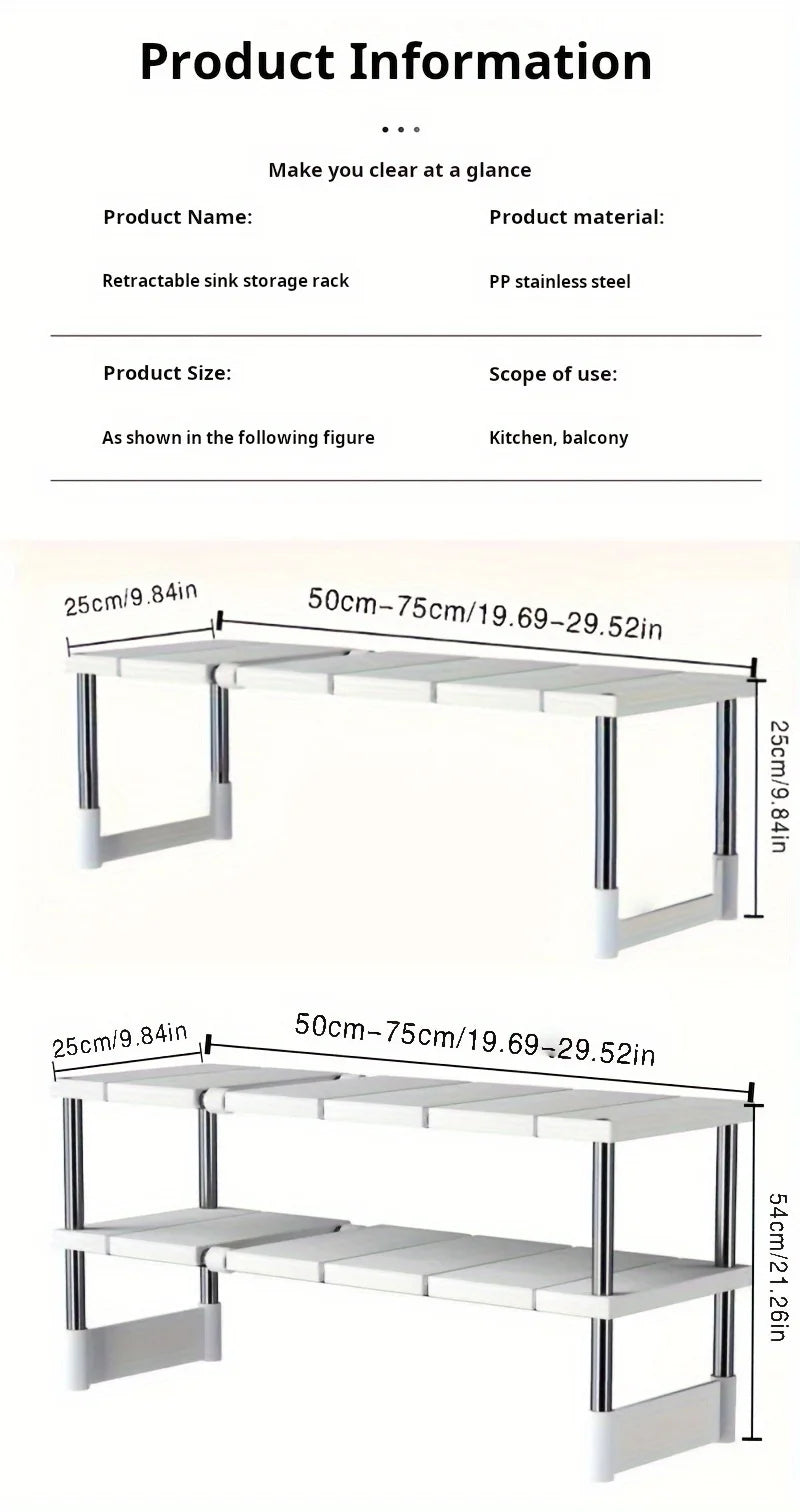 Adjustable Under Sink Storage Rack | Expandable Cabinet Organizer
