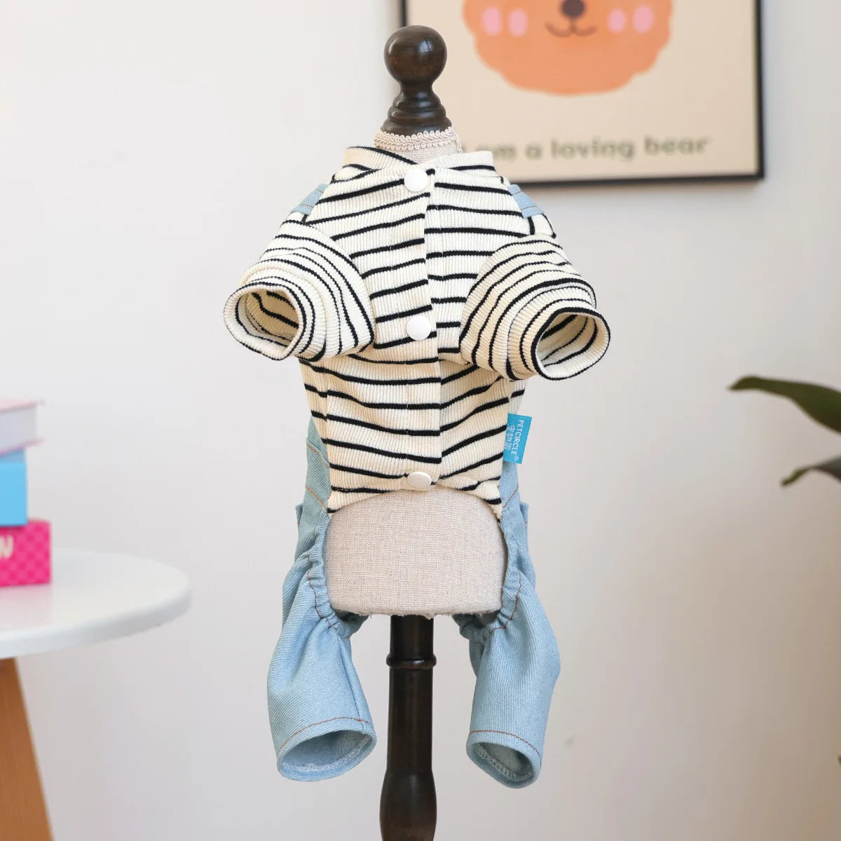 Small Dog Denim Overalls | Fun Patches Puppy Jumpsuit