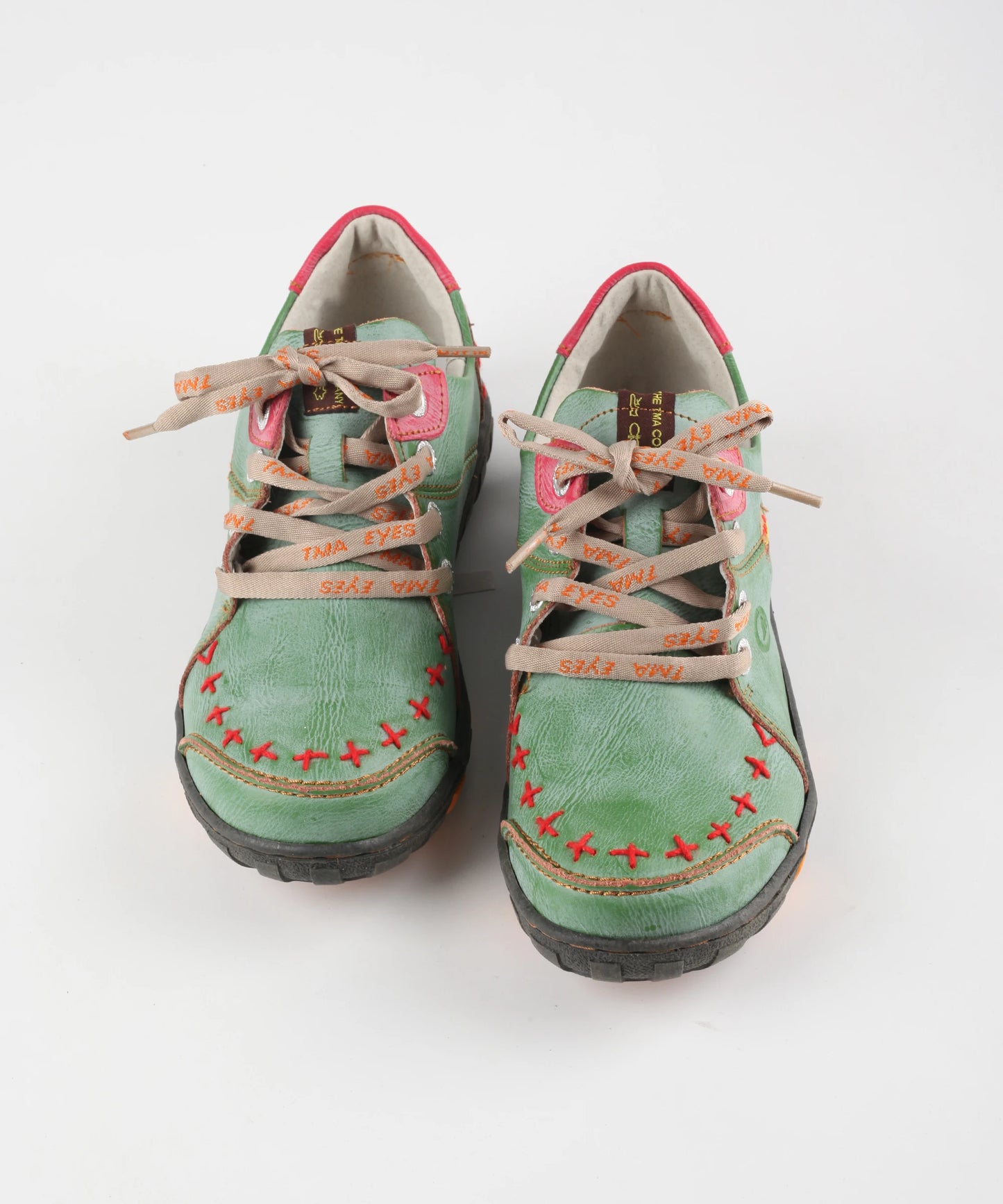 Stylish Hand-Stitched Color Block Leather Sneakers for Women