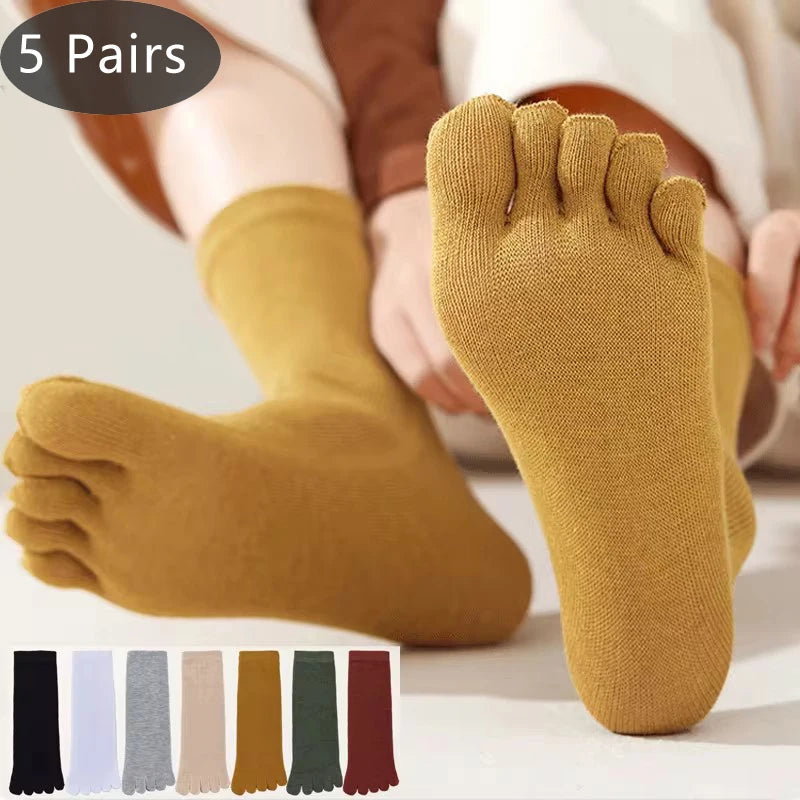 5 Pairs Women's 5 Finger Socks | Comfortable Cotton Toe Socks