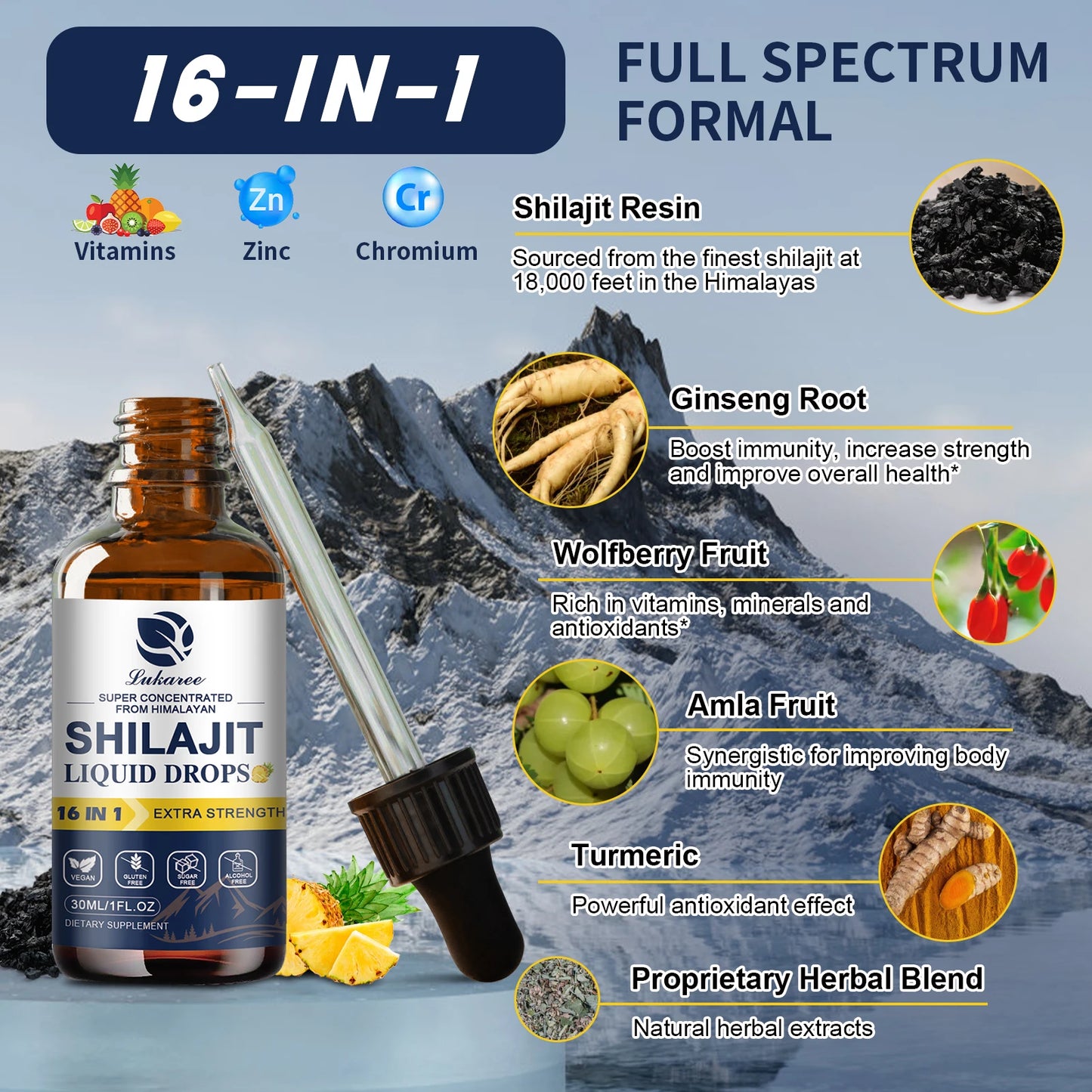 Shilajit Drops with 85+ Trace Minerals for Immunity & Digestion