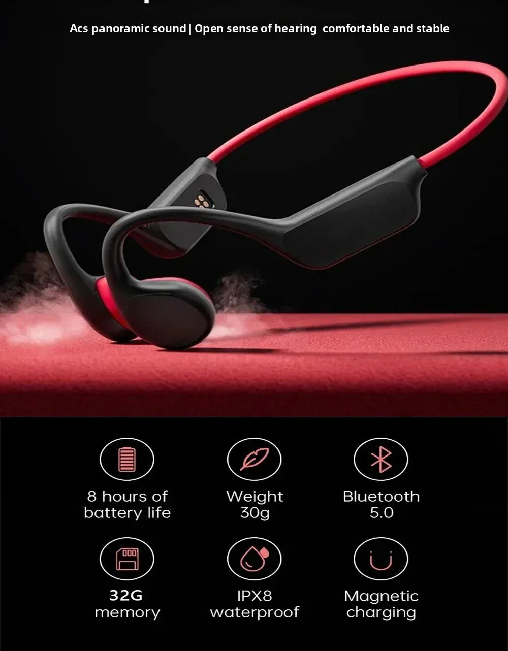 Bluetooth Bone Conduction Earphones | Waterproof MP3 Headphones
