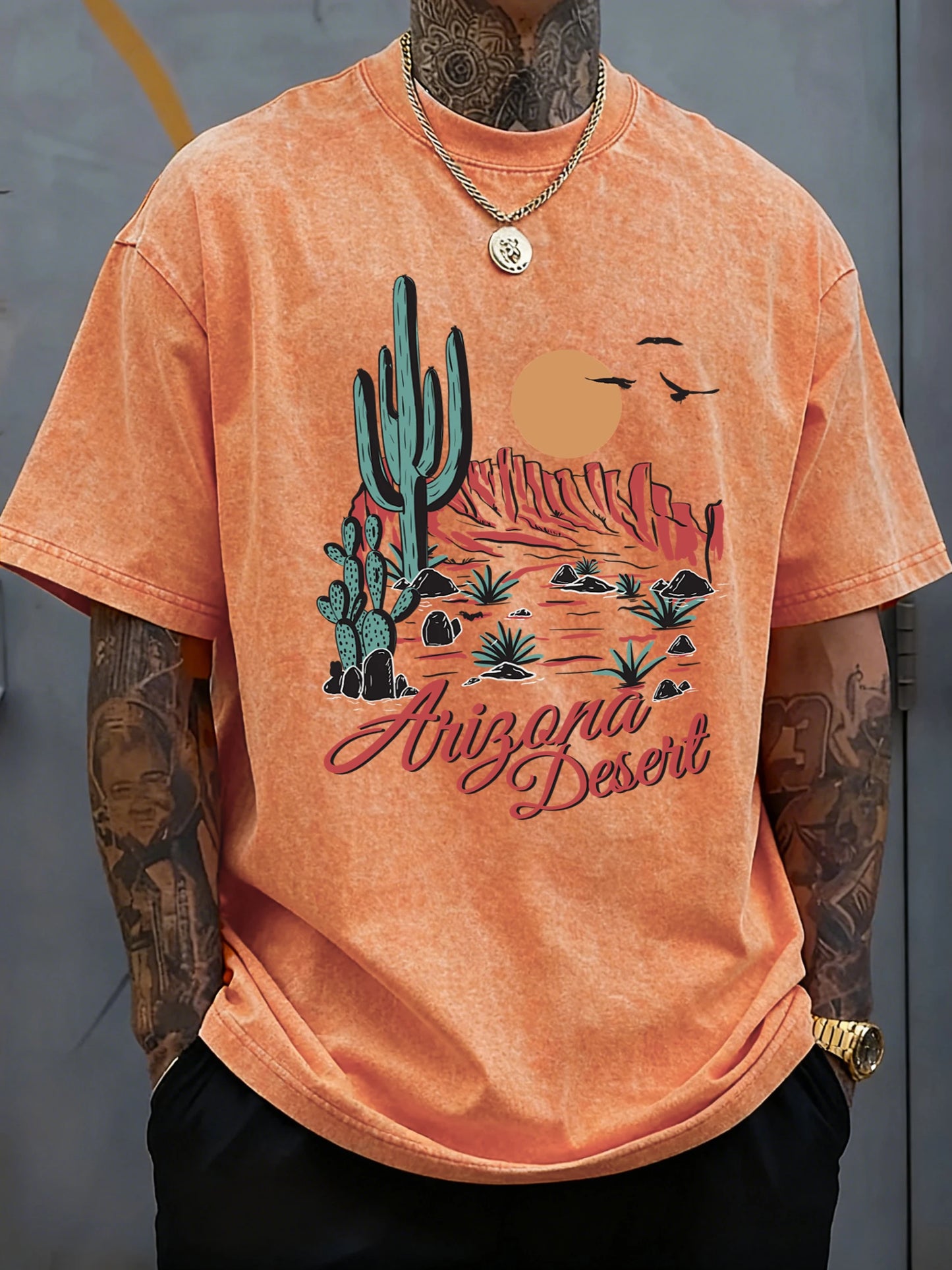 Men's Arizona Desert Cactus Graphic Tee | Soft Short Sleeve T-Shirt