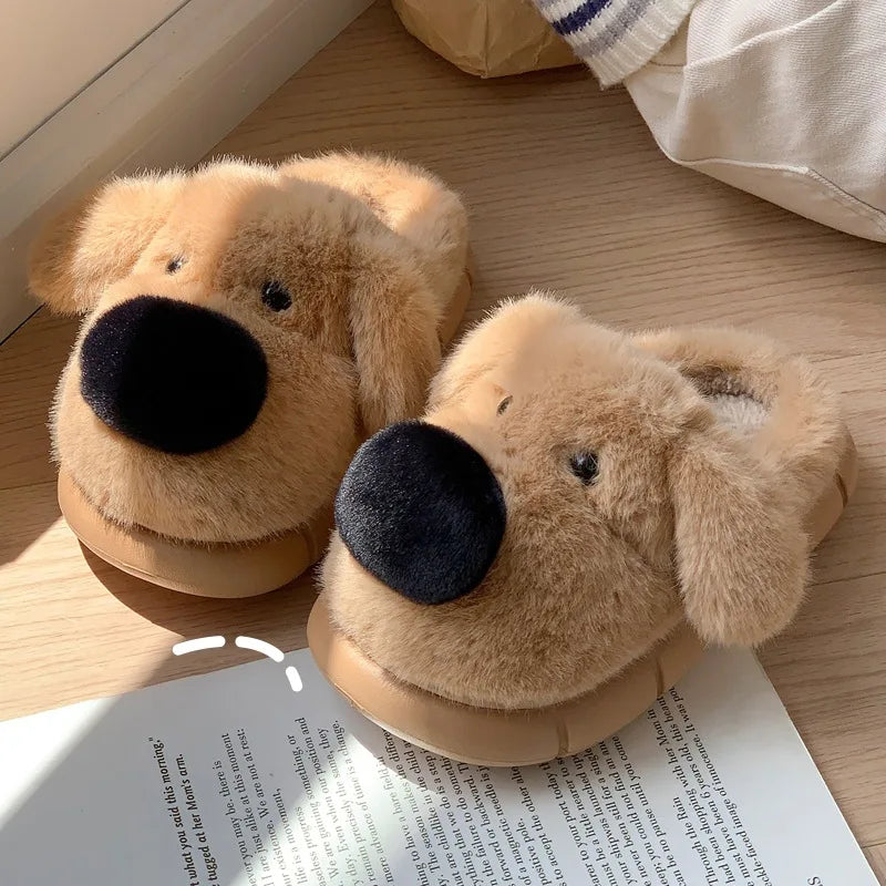 Children's Cartoon Puppy Plush Slippers | Cozy Warm Home Slides