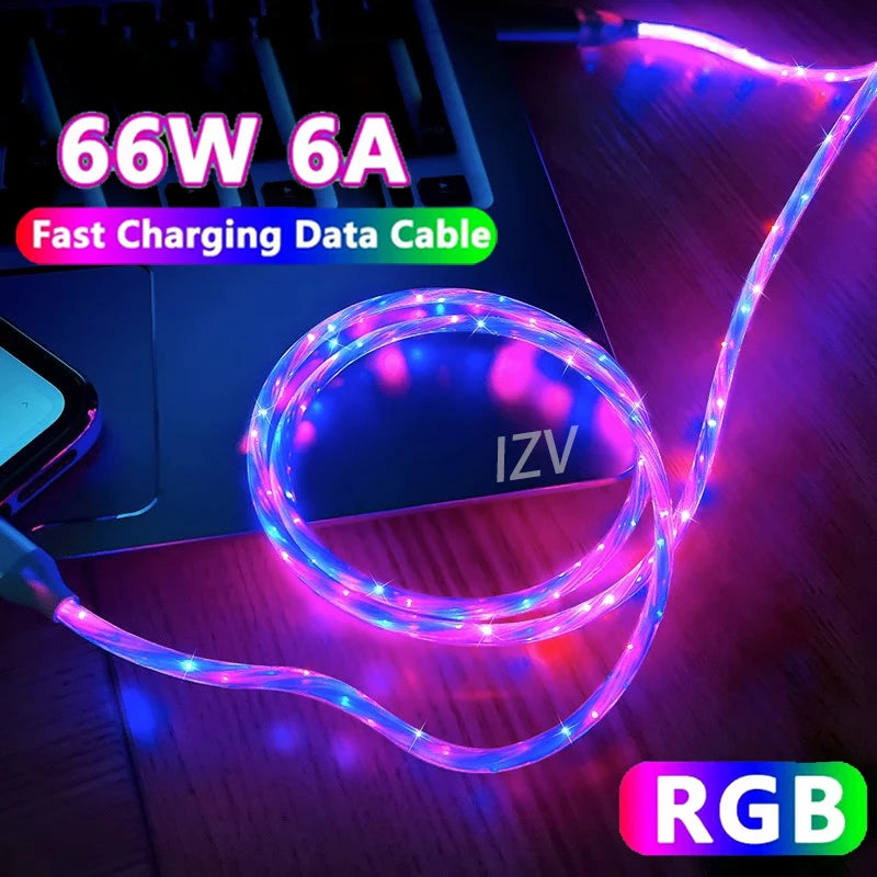 Luminous RGB LED Type C USB Cable | Fast Charger Data Cord