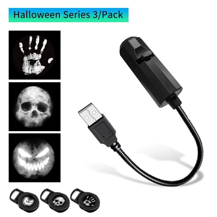 LED Halloween Moon Lamp | USB Projector Night Light for Mood