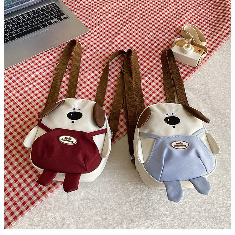 Cute Cartoon Dog Mini Backpack | Adjustable Canvas Travel Bag