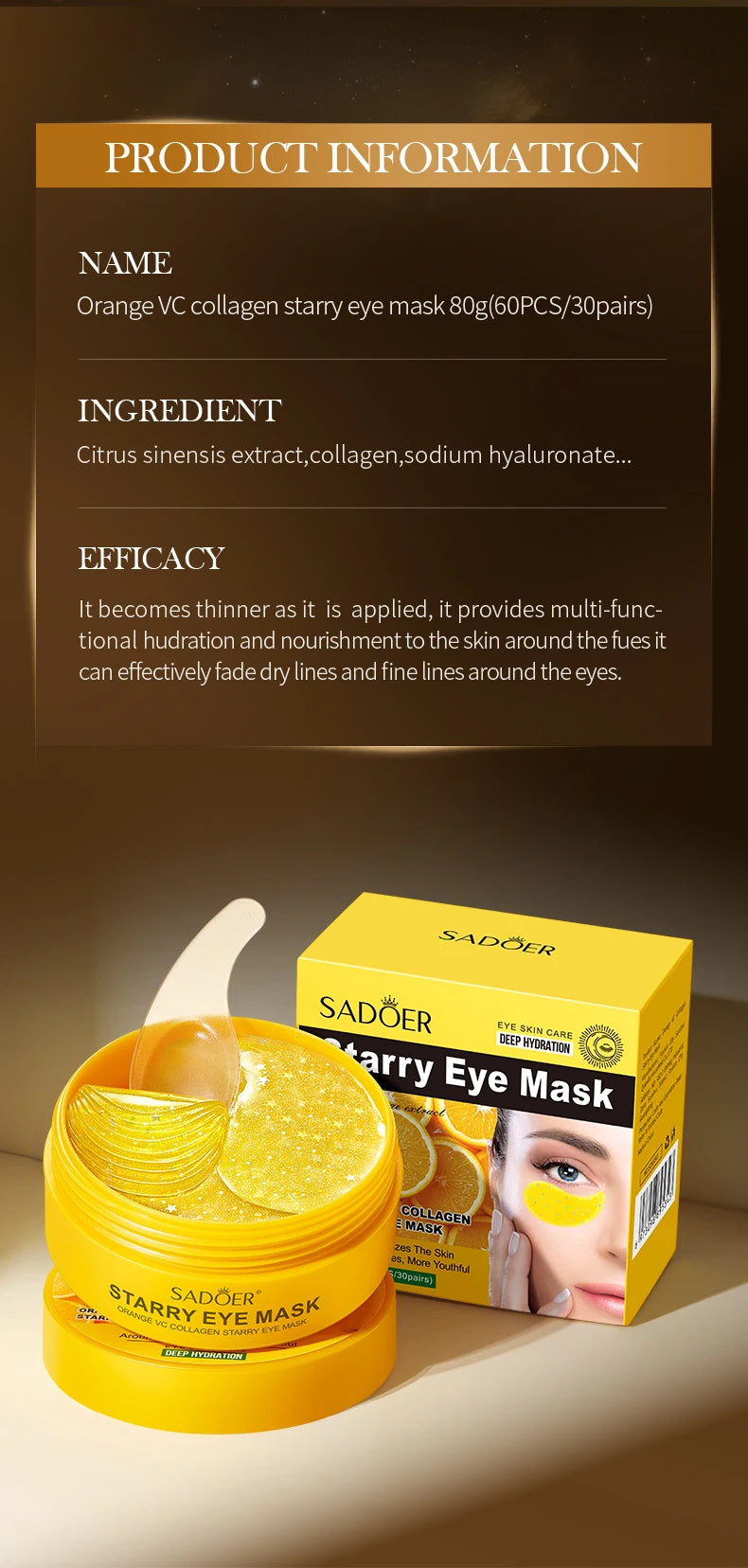 60pcs Vitamin C Collagen Eye Masks | Brighten and Hydrate Eyes