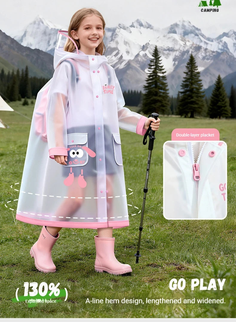 Boys, girls, primary school students special waterproof rainstorm proof 2026 new raincoat with school bag