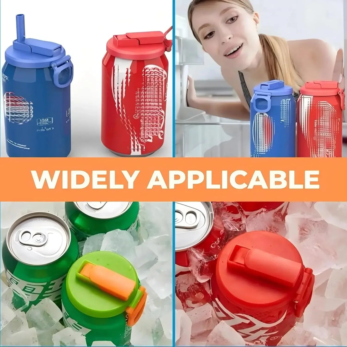 Reusable Silicone Can Lids With Straws - Leak-Proof & Eco-Friendly