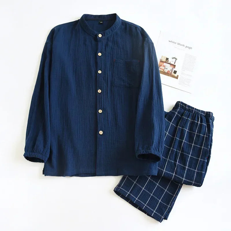 Couple's Japanese Style Cotton Sleepwear Set | Cozy Home Pajamas