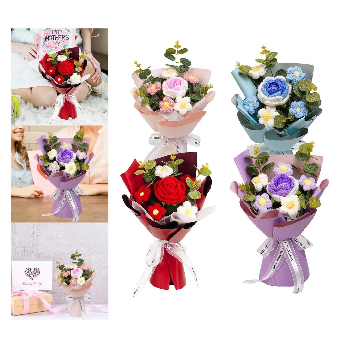 Ramo de Flores Tejidas | Regalo Único de Crochet para el Hogar