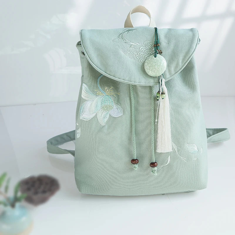 Mochila de 15 pulgadas estilo retro chino | Mochila bordada hecha a mano