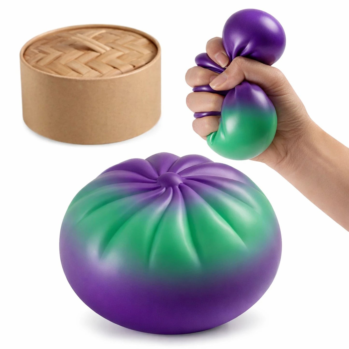 Steamed Bun Stress Ball Colorful Slow-Rise Squeeze Toy Decompression Toy Soft Anti-Stress Ball for Hands Dumpling Stress Ball